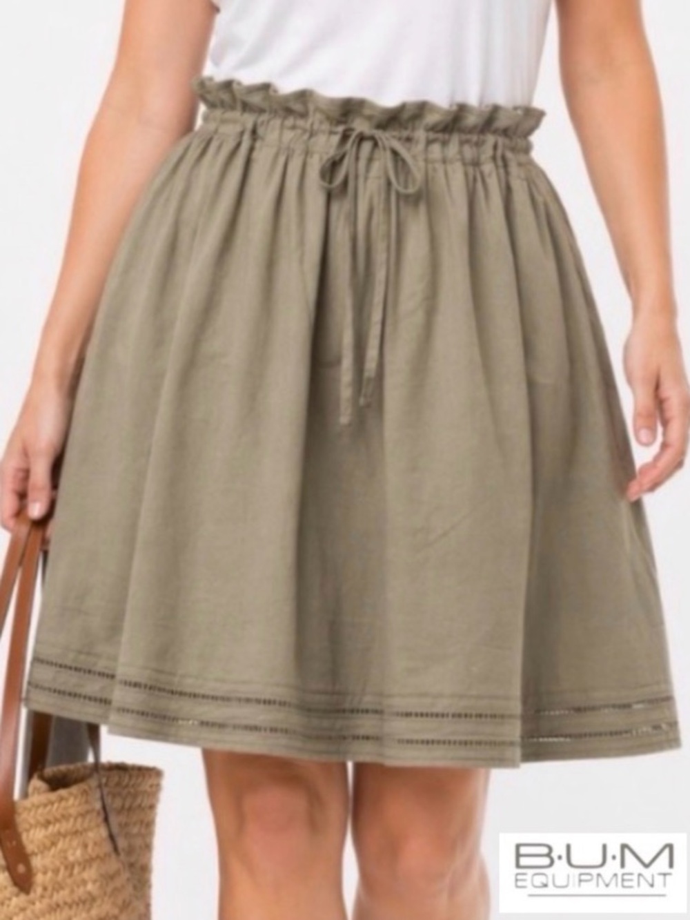 3X Khaki Paperbag Skirt, 100% Cotton, b.u.m. equipment
